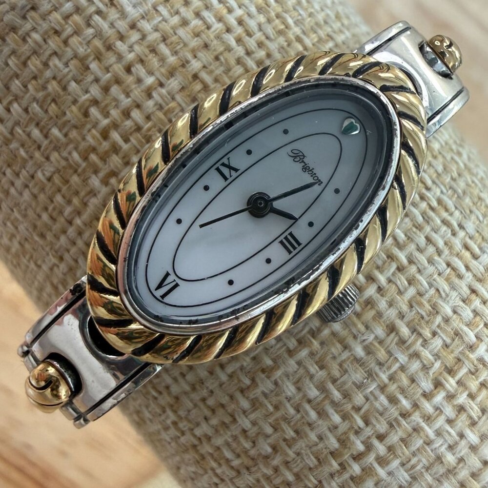Brighton Baja Two-Tone Watch With Japan Movement Oval Face Leather NOT TESTED‎